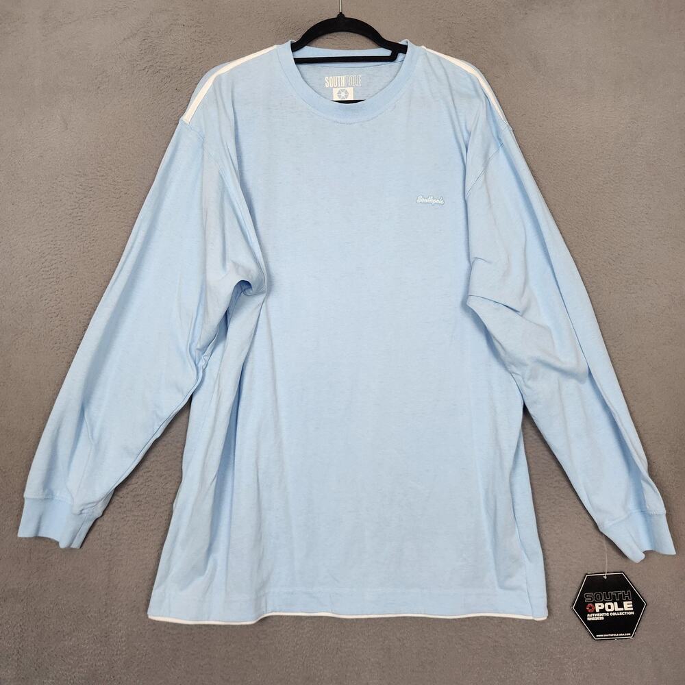 Southpole Shirt Mens Large Blue Long Sleeve Tagless Crewneck Logo Jersey